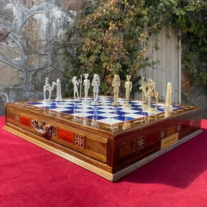 Luxury Chess Set with Drawers Cleopatra Pharaoh Personalized / Christmas Gift π - Picture 1 of 8