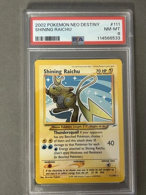 Pokemon Shining Raichu Neo Destiny Unlimited Holo Secret Rare #111 PSA 8 - Image 1 of 2
