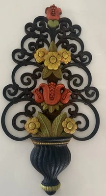 Pergamino de flores brillantes decoración colgante de pared MCM Homco vintage 1975 Foto 1 de 4