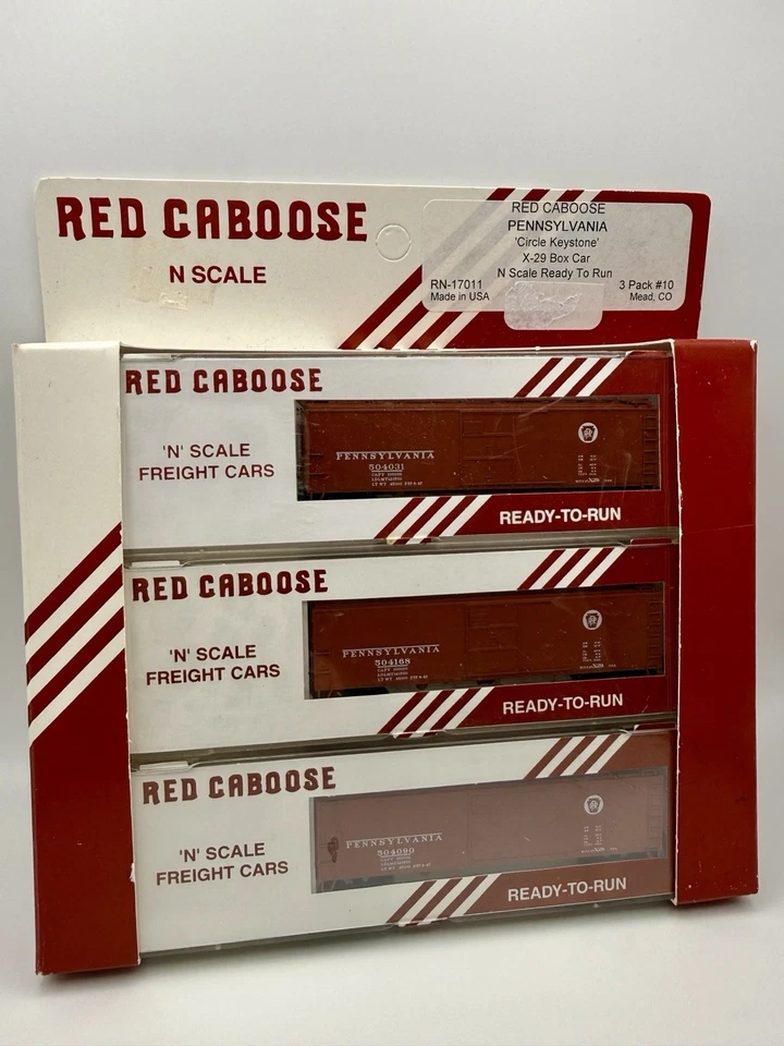 RARE NIOB N Red Caboose 17011 Circle Keystone X-29 40’ Boxcars PRR Set Of 3 Rd # - Image 1 of 4