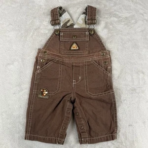Vtg Y2K Disney Baby Winnie the Pooh Tigger Brown Denim Short Overalls 6/9M - Picture 1 of 12
