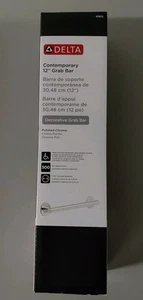 Delta Contemporary 12" Polished Chrome Decorative Grab Bar - Picture 1 of 7