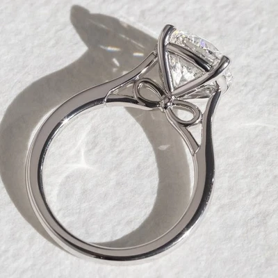 Anel solitário de diamante prata 925 2,54 quilates redondo certificado cultivado em laboratório CVD D FL - Imagem 1 de 4