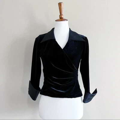 JS Collections Velvet Faux Wrap Top Size 4 - Image 1 of 4