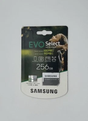 SAMSUNG EVO Select 256GB MicroSDXC 4K UHS-I U3 Memory Card with SD Adapter - Image 1 of 2