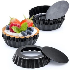 12 Pcs 3 Inch Mini Egg Tart Pans with Removable Bottom for Baking Pies Dessert - Picture 1 of 7
