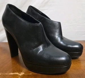 Cole Haan Women's Leather Black Platform Air Bootie Boots size 9 B  - Picture 1 of 8