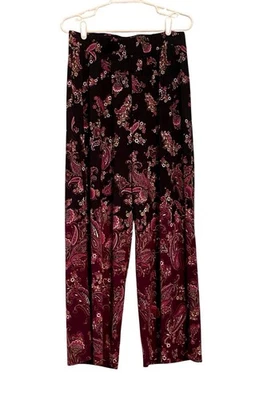 Pantalones Jessica London Pierna Ancha Elastizados Tejidos Talla 14 16 Floral Paisley Elegante Suave Foto 1 de 4