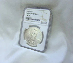 2009-P Abraham Lincoln Silver One Dollar Coin - NGC MS70!!!! - Picture 1 of 6