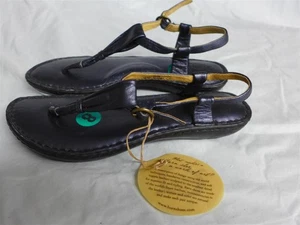 Sandalias de Tanga Born (Børn) de Cuero Azul Marino con Tiras #W4280 Talla 8/39 - NUEVAS - Imagen 1 de 3