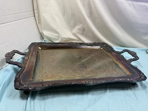 Vassoio da portata extra large Rogers Silverplate con manico vassoio maggiordomo vintage 1790 - Foto 1 di 13