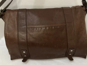 Fossil Cognac Brown Leather Large Messenger Cross Body Laptop Bag Mens Pre-Owned - Picture 1 of 15
