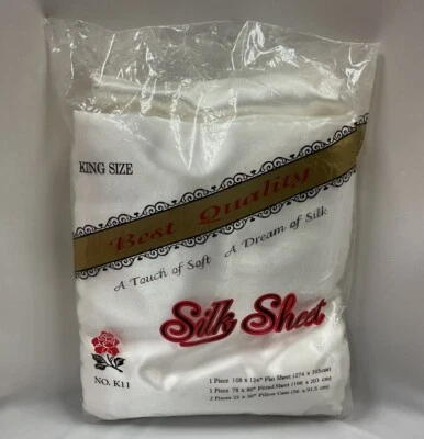 Blanco King Size Satinado - Juego de Sábanas Sedosas Foto 1 de 4