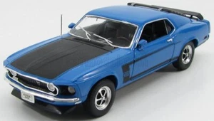 MODELLINO AUTO STATICO WELLY FORD MUSTANG BOSS 302 1969 BLU NERO SCALA 1/18 - Foto 1 di 8