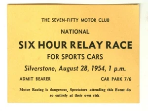 Seven-Fifty 750 Motor Club Sechsstunden Sportwagen Rennticket 28. August 1954 - Bild 1 von 2