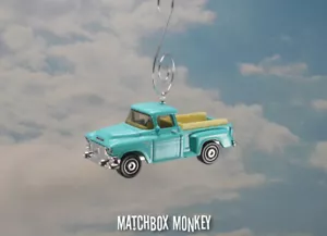 Aqua 1957 GMC Stepside Pickup Truck Farm Work Christmas Ornament 1/64 Adorno - Picture 1 of 10