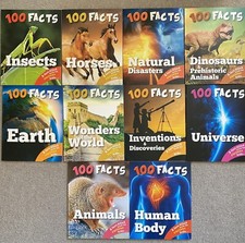 NEW 100 Facts Book Series Wonders Of The World Insects Dinosaurs Animal 10 Books