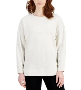 Style & Co. Women's Long Sleeve Round Neck Sweatshirt White Heather Sie S - Picture 1 of 3