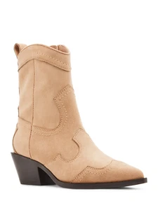 Women's Western Ankle Boots Slip-On Block Heel Casual Booties Size 6 - Picture 1 of 12