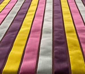 TESSUTO DESIGNER PANAZ COLORATO VELLUTO RIGHE TESSUTO VIOLA ROSA BLU LIME - Foto 1 di 1