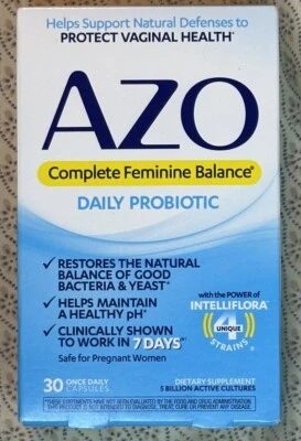 AZO Probiótico 30 CT Equilibrio Femenino Completo Salud Vaginal Foto 1 de 3