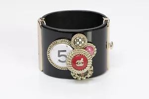 CHANEL CC Spring 2008 31 Rue Cambon Paris Wide Black Crystal Cuff Bracelet - Picture 1 of 6