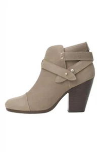 $495 Rag & Bone HARROW Stone Buckle Boots Ankle Booties Taupe Shoes 38.5 - Picture 1 of 6