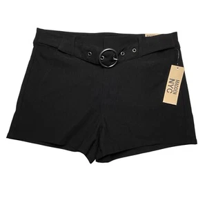 Madden NYC Shorts Women Juniors Size XL (15/17) High Rise Belted Black 3” NEW - Picture 1 of 9