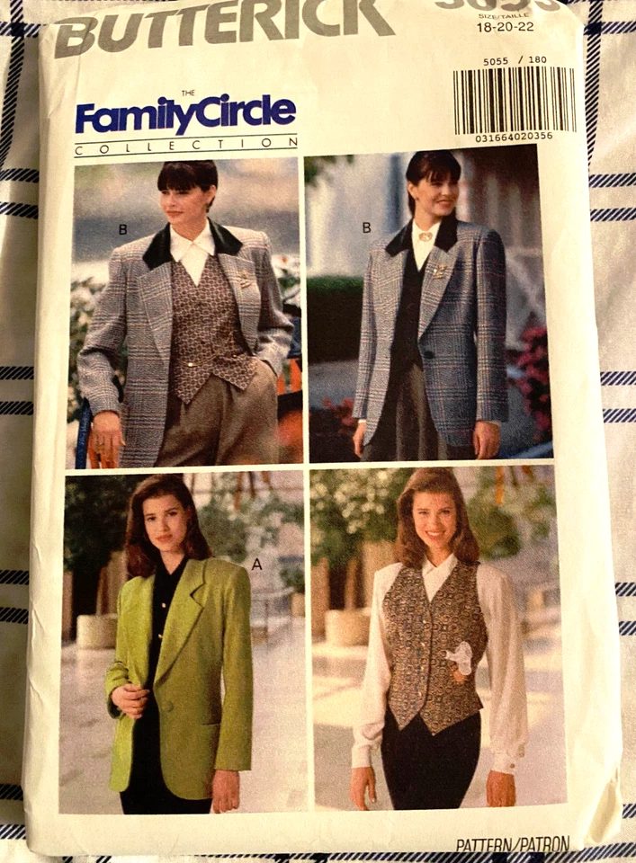 Butterick Pattern 5055 18,20 22 Jacket Vest Equestrian Family Circle Collection - Image 1 of 1