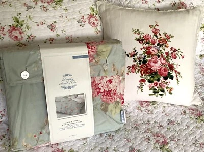 Rachel Ashwell Simply Shabby Chic HYDRANGEA Blue Floral Duvet Set KING NEW - Image 1 of 4