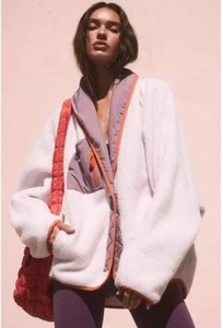 FP Movement Free People Hit the Slopes Colorblock Fleece Jacket XS Pink Purple - Picture 1 of 6