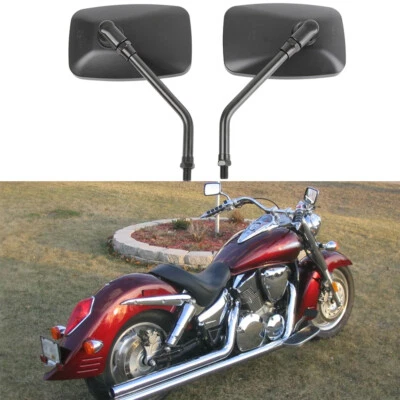 Espejos retrovisores laterales rectangulares negros 10 mm para motocicleta Honda VTX1300R VTX1800 Foto 1 de 4
