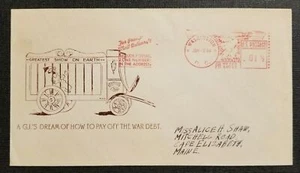 1946 Patriotic Cachet Metered Post Washington DC to Cape Elizabeth ME - Picture 1 of 2