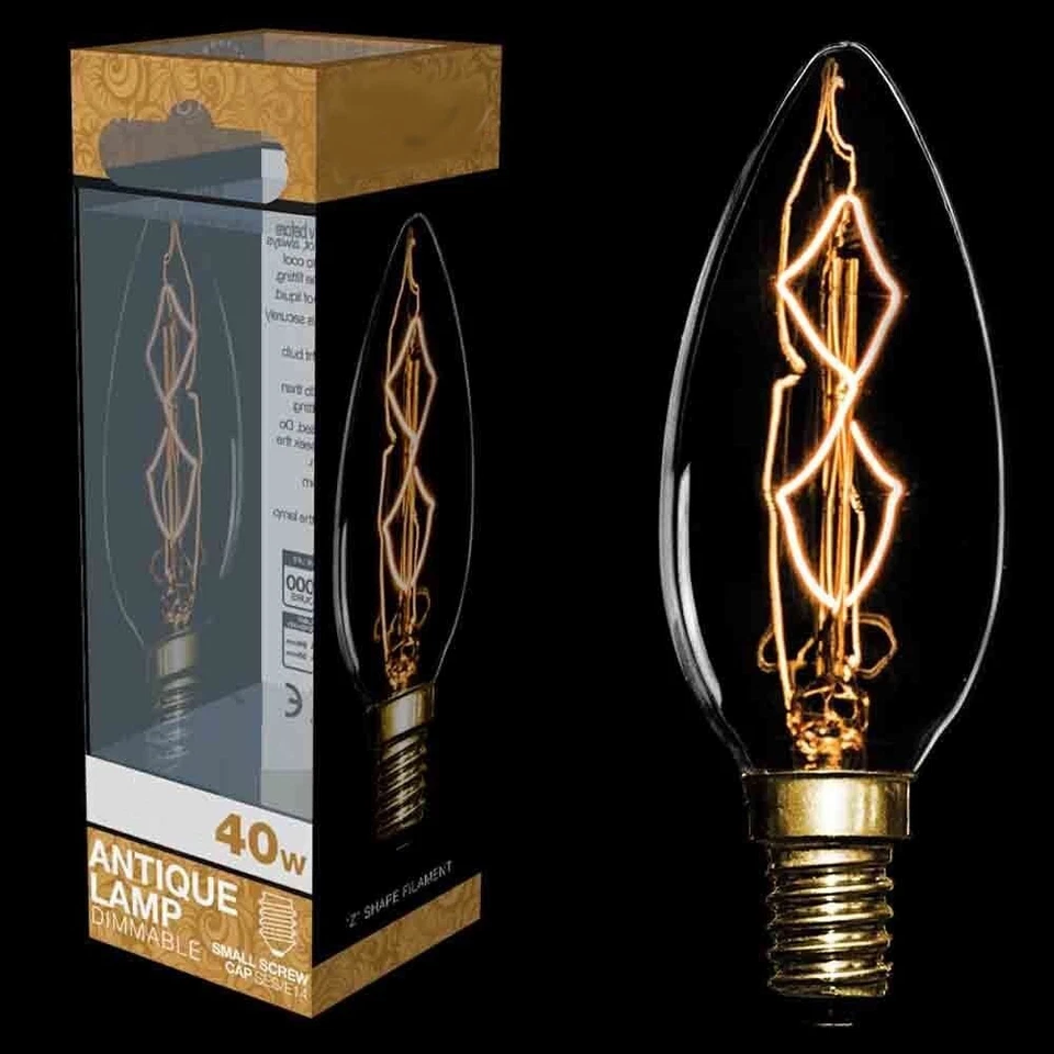 6x 40W Antique Vintage Z Filament Dimmable Clear Candle Light Bulb SES E14 Lamps - Image 1 of 1