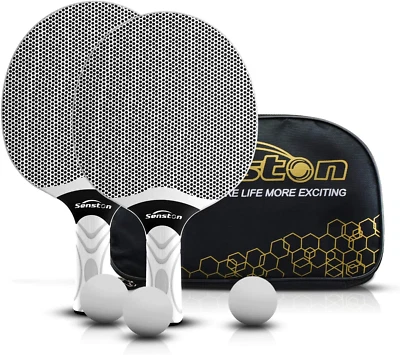 Senston Professional Ping Pong Paddles Set 2 Table Tennis Balls Storage Bag Grey