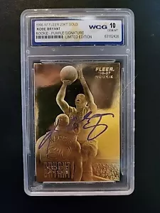 1996-97 KOBE BRYANT FLEER 23KT Gold ROOKIE Card Purple Signature GRADED WGC 10 - Picture 1 of 2