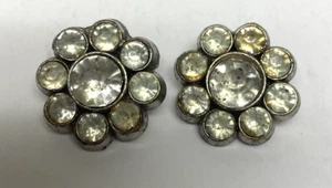Lot 2 Metal & Rhinestone Flower Button - 0.75" x 0.75" - Picture 1 of 2
