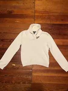 Lauren Ralph Lauren Shawl Collar Ribbed Sweater Gold Clasp Petite Medium - Picture 1 of 7