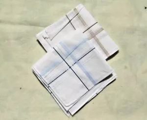 100% Cotton Mercerized Mens Handkerchiefs, Indian Made (Set Of 2 Pieces) MIH-008 - Picture 1 of 3