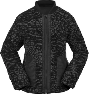 NEW VOLCOM WOMENS M MEDIUM REVERSIBLE POLAR SNOWBOARD JACKET BLACK GREY FLEECE - Picture 1 of 4