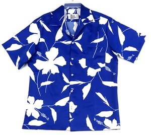 Vintage Hilo Hattie Shirt Mens L Blue White Floral Polyester Hawaiian USA Made - Picture 1 of 10