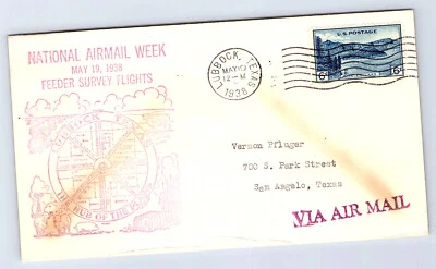 1938 Lubbock, Texas National Airmail Week Cover Cachet Vernon Pfluger CV163 - Image 1 of 2