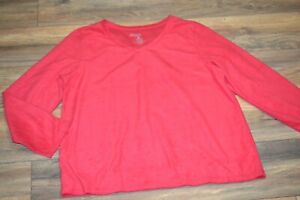 Croft & Barrow Red Super Soft Micro Fleece Pajama Top V Neck Fleece Top 