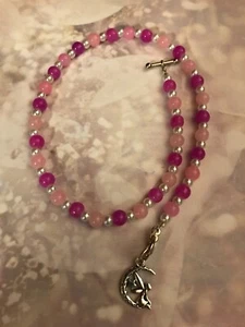 ADORABE SMALL SIZE DOG COLLAR NECKLACE JELLY BEADS & GLASS PEARLS W/ FAIRY 14" - Picture 1 of 3