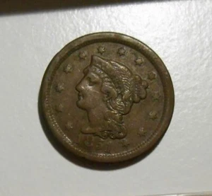 1851 Braided Hair Large Cent 1c Circulated U.S. Coin - Bild 1 von 4