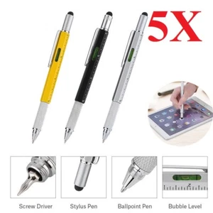 5pc 6 in1 Touch Screen Stylus Ballpoint sprint Pen tool Level Ruler Screwdriver - Picture 1 of 9