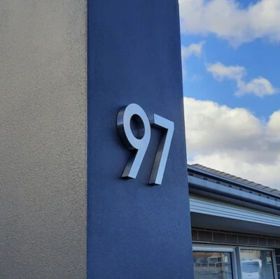 3D Illuminated Steel House Number Custom Made Laser Cut Stainless Steel - Image 1 of 4