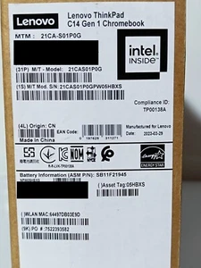 Lenovo ThinkPad C14 Gen 1 Chromebook 21CA-S01P0G Layout :Spanisch _2,42_6 - Bild 1 von 12