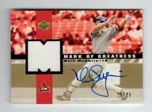 Mark McGwire 2003 UD Marks of Greatness Autographs PATCH Jersey 20/25 Cardinals - Picture 1 of 12