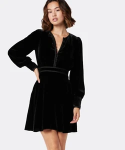 Joie Renata Black Silk Velvet Mini Dress Plus Size 4X $325 - Picture 1 of 11